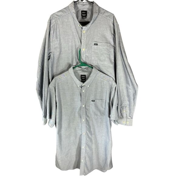 RVCA Men's Shirts XL Chest Grey Short & Long Sleeve Button Up Casual Set 2 - Picture 1 of 6